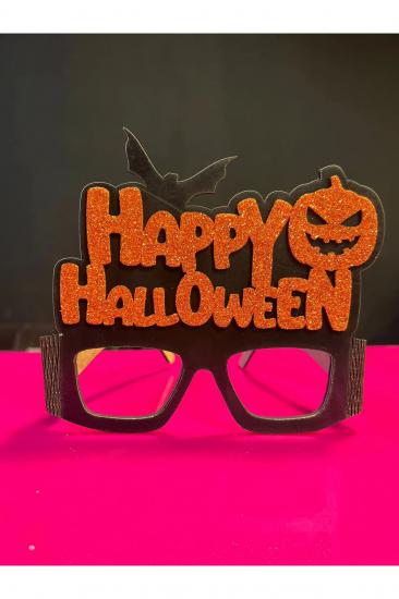 Happyland Halloween Happy Halloween Model Ahşap Turunc Siyah Parti Gözlüğü Cadılar Bayramı Gözlük