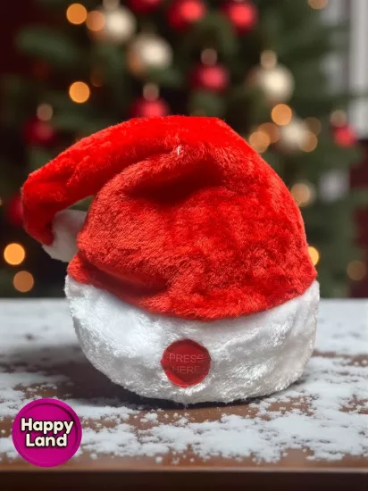 Happyland Yılbaşı Şapkası Hareketli Müzkli Noel Baba Şapkası 38 cm HAPPY20251M