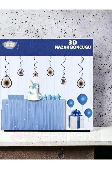 HappylandNazar Boncupu 3D Tavan Süs Nazar Boncuğu Dekor Sğs Sarkıt 10 Adet
