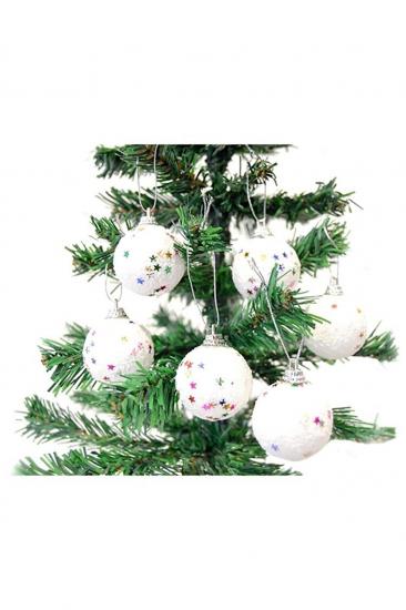Happyland Yılbaşı Ağacı Süsleme 7 cm Beyaz Kar Topu 6’lı Kar Topu Ağaç Süsü