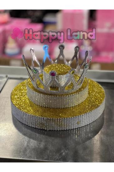 Happyland Pasta Tacı Gümüş Kraliçe Tacı Pasta Süsü Doğum Günü Tacı Pasta Üzeri Taç