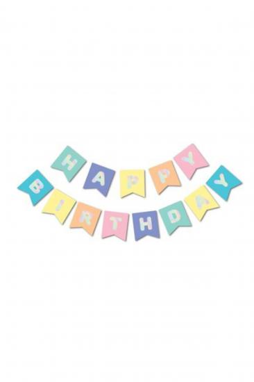 Macaron Hologram Happy Birthday Banner