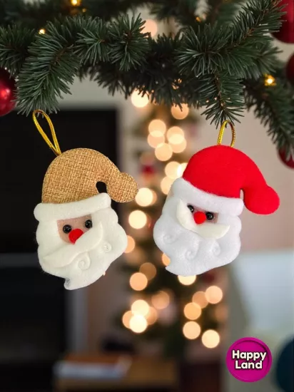 Happyland Yılbaşı Ağacı Süsü 2’li Noel Baba Kırmızı-kahve Renklerde Peluş Asma Süs 10 cm HPY26047