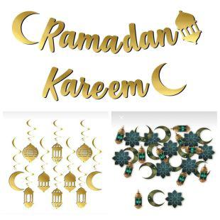 Happyland Ramazan Süsleri  3 parça (ramazanyay süs&ramadan kareem yazısı&masa konfetisi)