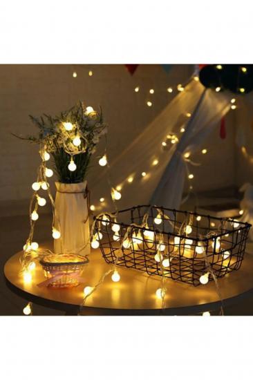 Happyland Yılbaşı Dekorasyon Ağaç Işığı 4 Metre Animasyonlu 20 Ledli Beyaz Kablo Fişli Günışığı Top Led Işık