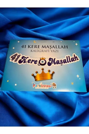 Happyland Sünnet Süsü 41 Kere Maşallah Yazılı  Banner Sünnet Kutlamaları Parti Süsü