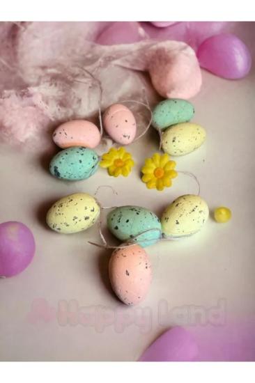 Happyland Paskalya Yumurtası Renkli İpli Asma Süs Yapay Paskalya Süs