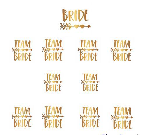 Happyland Kalpli Oklu Bride Gelin Dövmesi ve Team Bride Oklu Dövme 10’lu Bride To Be Partisi Kutlama Dövmesi Gelin Nedime Geçici Dövme Seti Gold