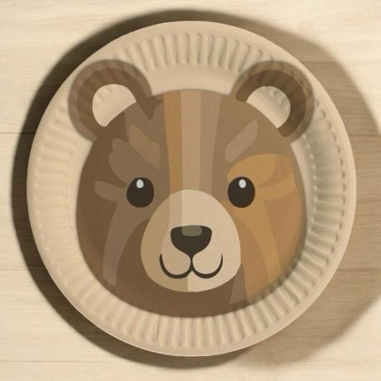 Ayıcıklı Retro Tabak Bardak Seti Retro Konsept Doğum Günü Süsleri