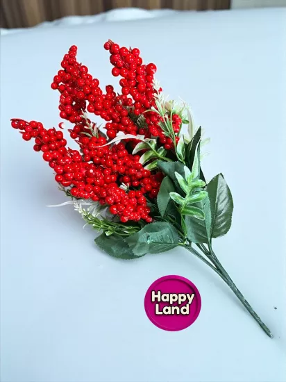 Happyland Yılbaşı 5 Dallı Kokina Berry Kiraz Dalı Yılbaşı Çiçeği Süsü 1 Adet