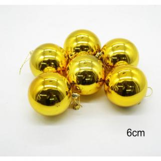 Cansüs 6lı Cici Top Yılbaşı Ağacı Süsü Gold 6 cm