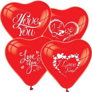 HAPPYLAND Balon I Love You Baskılı Kalp 10 Adet