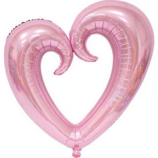 Kalp Şeklinde Ortası Açık Folyo Balon 96 cm * 109 cm Pembe