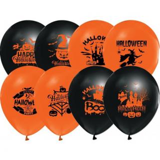 12 Adet SiyahTuruncu Halloween Baskılı Balon Halloween CAdetılar Bayramı