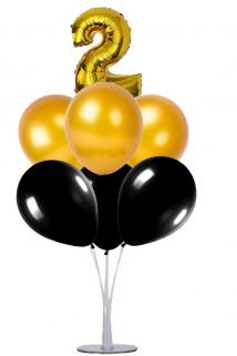Balon Standı 2 Yaş Gold Siyah Balon Demeti