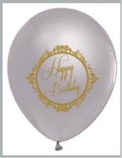 Silver Gümüş Üzeri Gold Happy Birthday Baskılı Balon 100 Adet