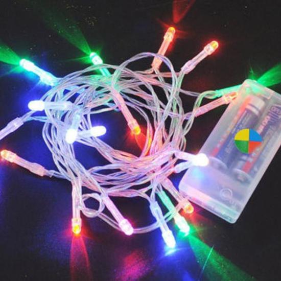 Happyland Yılbaşı Şeffaf Kablolu 3 Metre Karışık Renk Pilli Led Işık