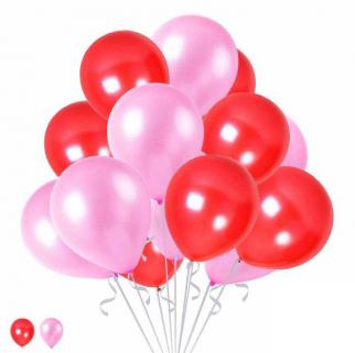 15 Pembe 15 Kırmızı Konsept Balonlar Metalik Parlak 30-35 Cm