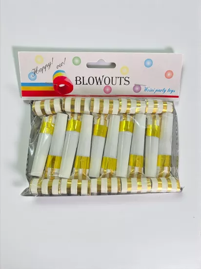 Happyland Yılbaşı Uzayan Düdük Kaynana Dili 10 Adet Gold Çizgili Parti Ve Doğum Günü YılbaşıDüdüğü