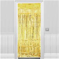 Altın Renkli Parlak Püsküllü Kapı Perdesi