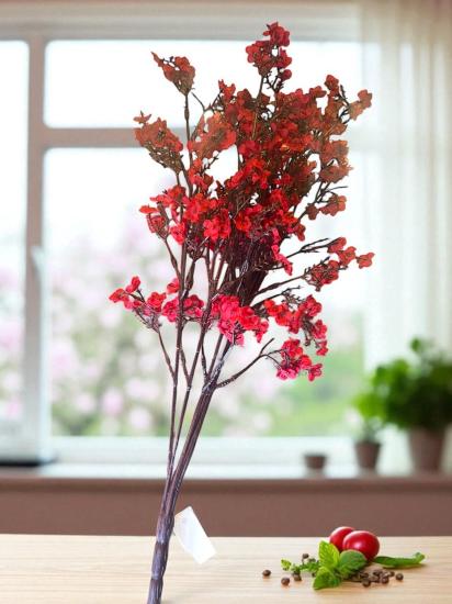 Happyland Yapay Kırmızı Bahar Dalı 55 Cm Kırmızı Renk Japon Kiraz Çiçeği