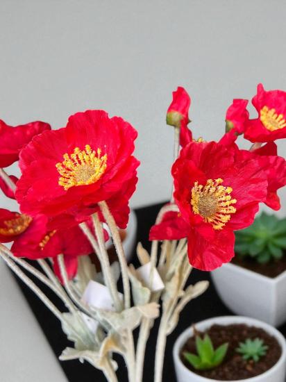 Happyland Yapay Çiçek Gelincik Dalı Kırmızı Renk 60 cm 1 Adet Gelincik HPY-26132