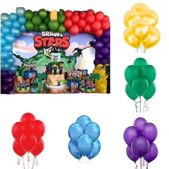 Happyland Brawl Stars Doğum Günü Kutlama Balon Zincirli 16 Kişilik Renkli Set Brawl Stars Konsepti Full Paket