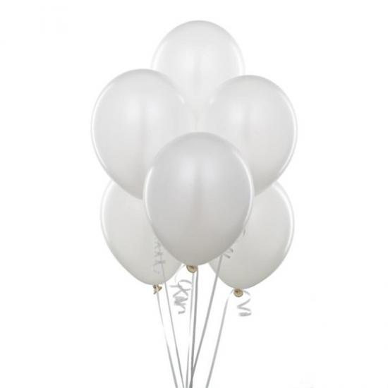 Beyaz Metalik Baskısız Lateks Balon - 7 Adet