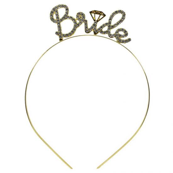 Bride Metal Taç, Parlak Taşlı, Altın Renk