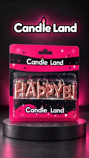 Candle Land Happy Birthday Yazılı Pasta Mumu