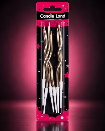 Candle Land 5’li Şampanya Kıvrımlı Pasta Mumu