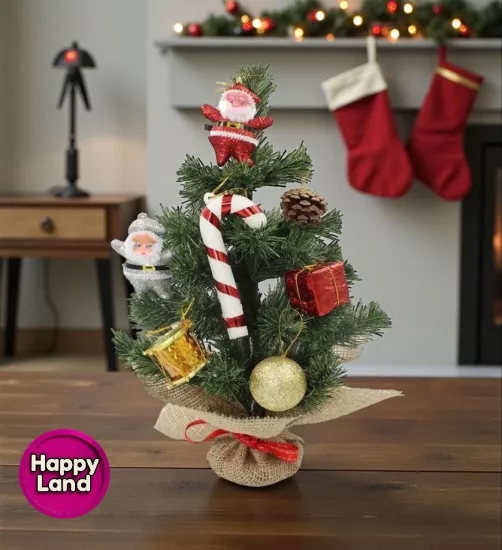 Happyland Yılbaşı Ağacı Süslü Çam Ağacı 30 Cm Ağaç Ve 9’lu Karışık Süslü Yılbaşı Çam Ağacı
