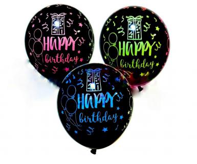 Fosforlu Happy Birthday Balon Neon Happy Birthday Balon Işıltılı
