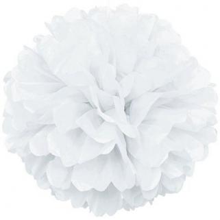 1 Adet Beyaz Renk Pelur Kağıt Ponpon Çiçek Asma Süs 25 Cm