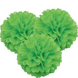 3 Lü Yeşil Renk Pelur Kağıt Ponpon Çiçek Asma Süs 25 Cm