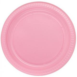 Pembe Renk 22 Cm Plastik Parti Tabağı 25 Adet