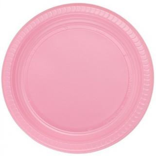 Pembe Renk 22 Cm Plastik Parti Tabağı 25 Adet