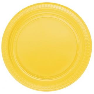 Sarı Renk 22 Cm Plastik Parti Tabağı 25 Adet