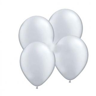 Gümüş Metalik Düz Renk Sedefli 25 Adet Latex Balon