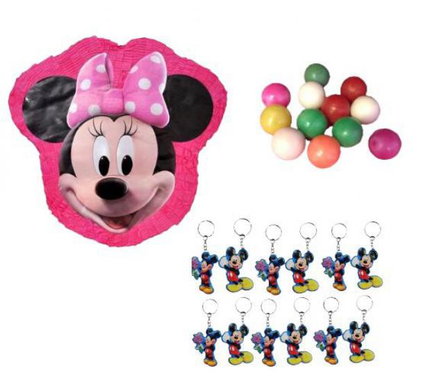 Happyland Minnie Figürlü Minnie Temalı Pinyata + Anahtarlık + Top Seti 3’lü Parti Seti