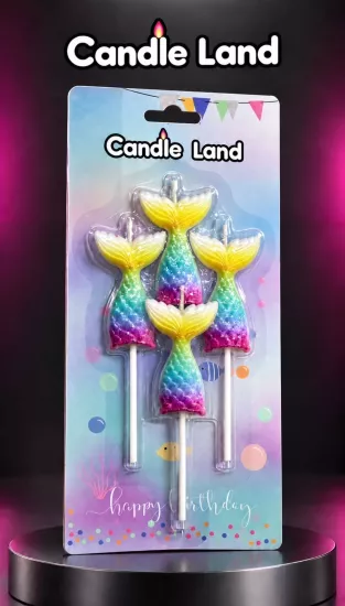 Candle Land 4’lü Deniz Kızı Kuyruğu Pasta Mumu