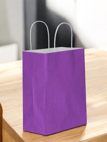 Mor Karton Çanta Battal Boy Büküm Saplı 25 Adet 45x12x50 cm