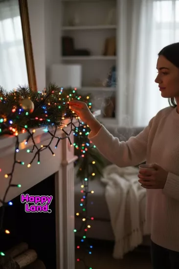  20m 200 LED Fişli SiyahKablo RGB ÇokRenkliEklemeli Led Işık YılbaşıOrganizasyon Aydınlatma