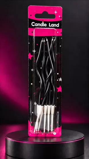 Candle Land 5’li Siyah Kıvrımlı Pasta Mumu