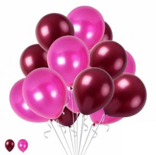 15 Bordo 15 Fuşya Konsept Balonlar Metalik Parlak 30-35 Cm