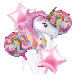 Happyland 5’li Pembe Unicorn Folyo Balon Seti