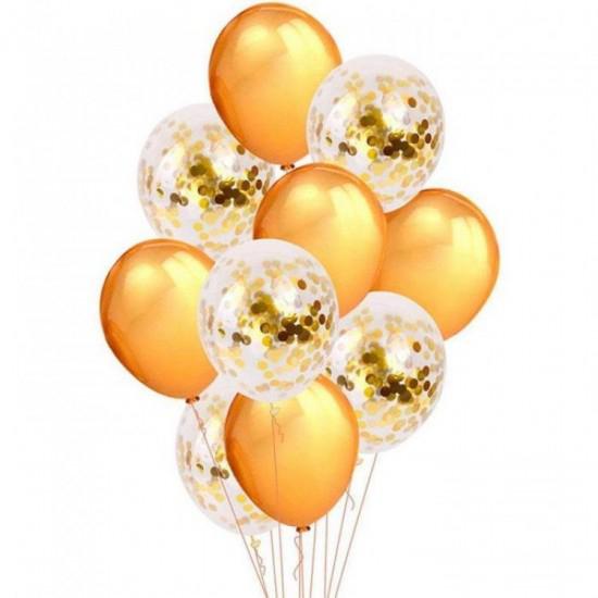 Gold Konfetili Balon Set 10 Adet