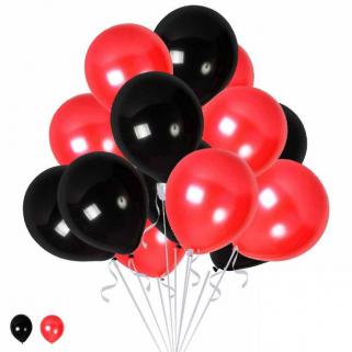15 Kırmızı 15 Siyah Konsept Balonlar Metalik Parlak 30-35 Cm