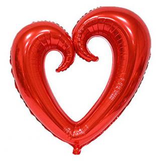 Kıvrımlı Kırmızı Kalp Folyo Balon 80cm