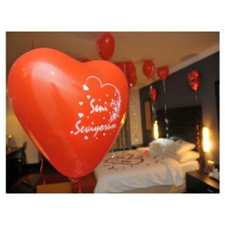 Seni Seviyorum Yazılı Kalp Balonları 50 Adet